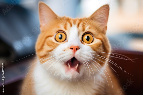 Hilarious Cat Reacting in Shock © AIproduction