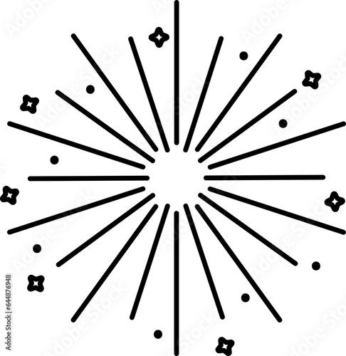 Bursting Fireworks Black Outline Icon.
