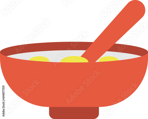 Kanji Vada Dish Pot With Spoon Red And Spoon Icon.