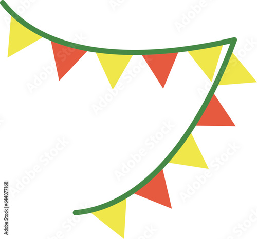 Yellow And Red Triangle Pennants Flag Hang Flat Icon.