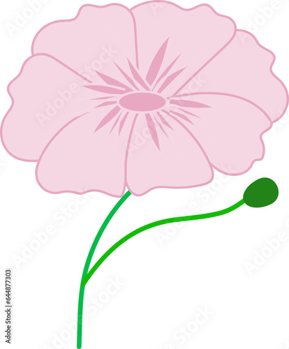 Pink Flower Icon In Flat Style.