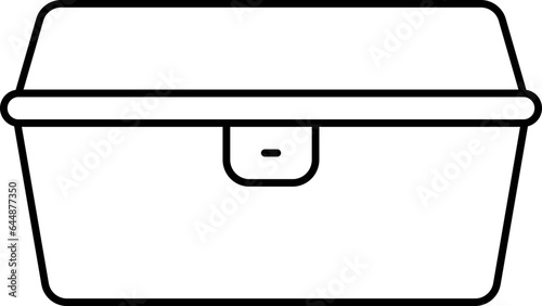 Isolated Lunch Box Icon In Black Thin Line Art.