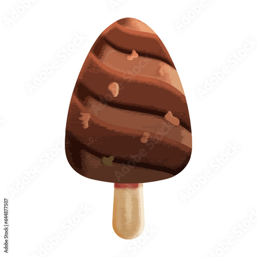 Isolated Chocolate Popsicle Flat Element.