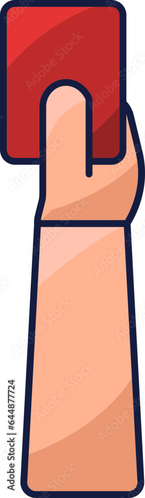 Raising Red Card Hand Icon In Flat Style. Raising Red Card Hand Icon In Flat Style.