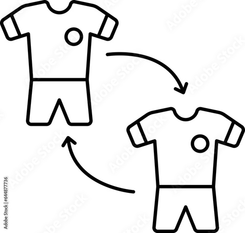 Black Linear Style Player Exchange With Jersey Icon Or Symbol.