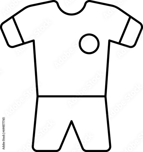 Black Line Art Of T-shirt With Sorts Icon.