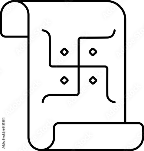 Om Symbol Scroll Paper Icon In Line Art.