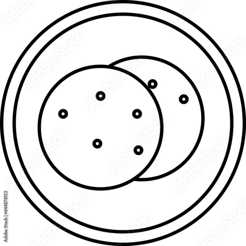 Isolated Puran Poli Food Icon In Line Art.