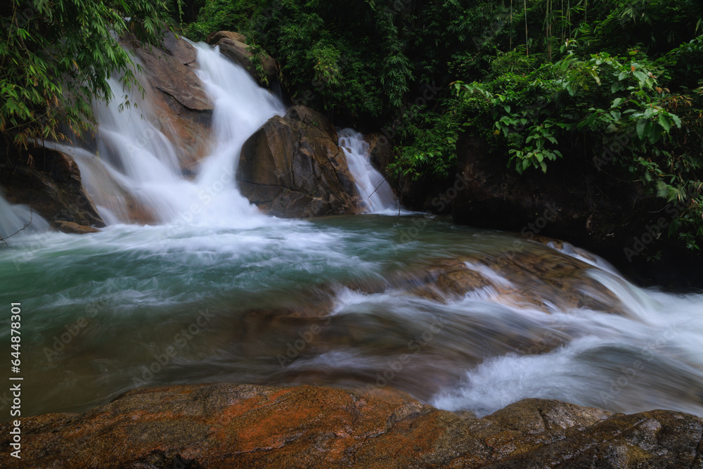 Krating waterfall in the rainy season and refreshing greenery forest in the national park of Khao Khitchakut Chanthaburi province Thailand, for background wallpaper, Krating waterfall in the rainy season and refreshing greenery forest in the national park of Khao Khitchakut Chanthaburi province Thailand, for background wallpaper,