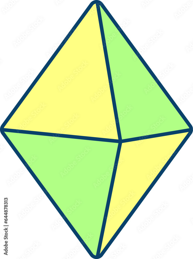 Octahedron Icon In Green And Yellow Color. Octahedron Icon In Green And Yellow Color.