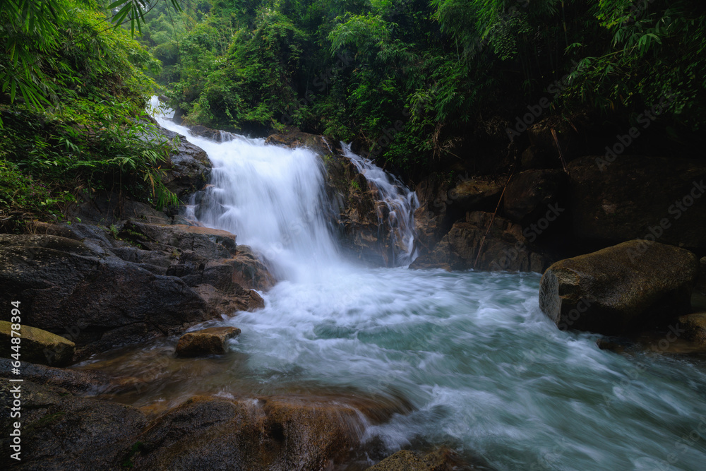 Krating waterfall in the rainy season and refreshing greenery forest in the national park of Khao Khitchakut Chanthaburi province Thailand, for background wallpaper, Krating waterfall in the rainy season and refreshing greenery forest in the national park of Khao Khitchakut Chanthaburi province Thailand, for background wallpaper,