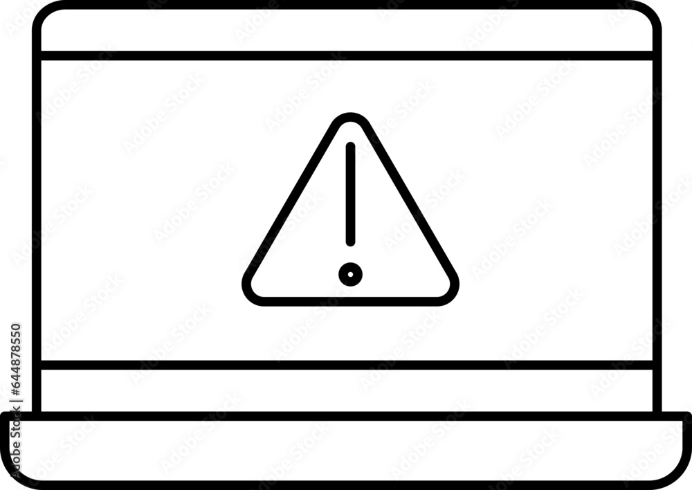 Warning Message Laptop Outline Icon. Warning Message Laptop Outline Icon.