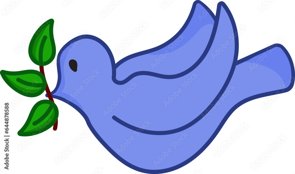 Fly Dove Holding Leaves Icon In Purple Color. Fly Dove Holding Leaves Icon In Purple Color.