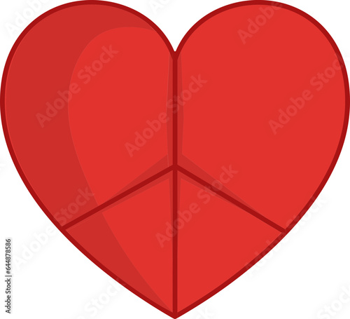 Illustration Of Heart Peace Flat Icon In Red Color.