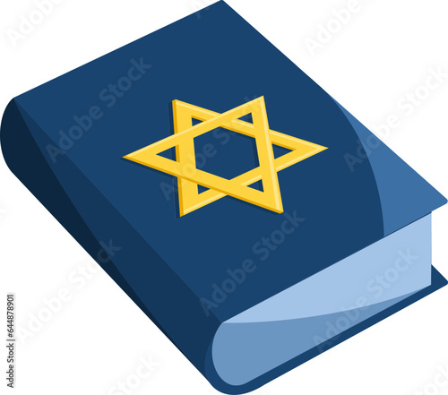 Isolated Star Of David Symbol Book Icon In Blue And Yellow Color.