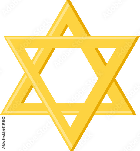 Golden Star Of David Icon In Flat Style.