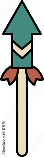 Spear Icon In Teal Green And Brown Color.