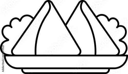 Isolated Samosa (Indian Snack) Plate Icon.