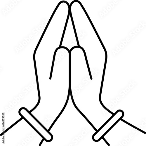 Indian Female Hand Fold Icon Or Symbol.