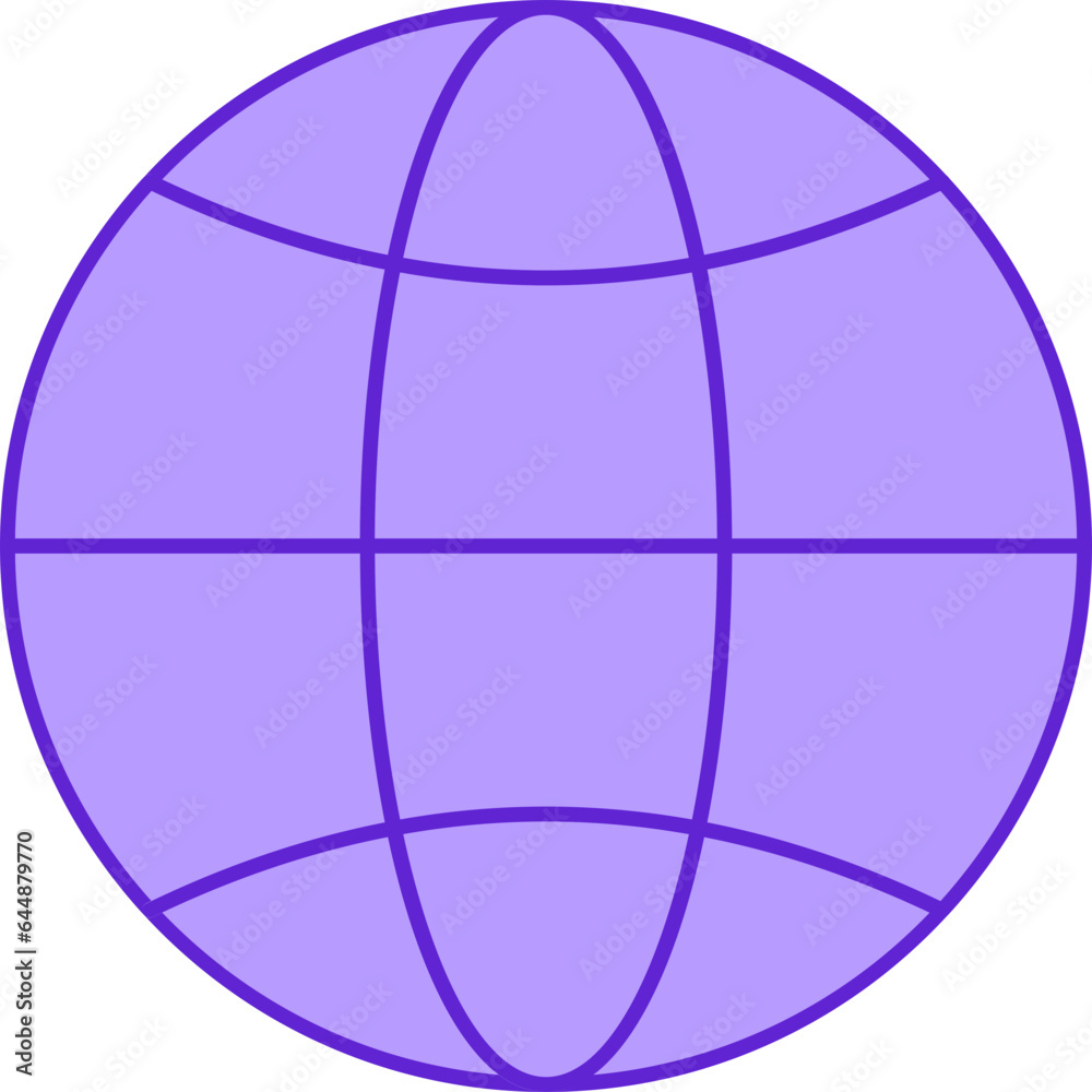 Isolated Wireframe Globe Icon In Violet Color. Isolated Wireframe Globe Icon In Violet Color.