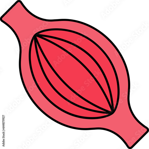 Skeletal Muscle Icon In Red Color.