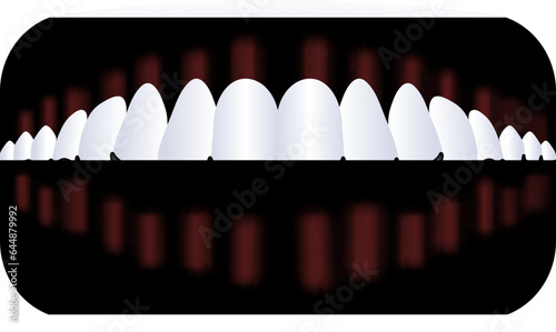 Red And White Overbite Teeth Jaw  Icon In Flat Style. photo