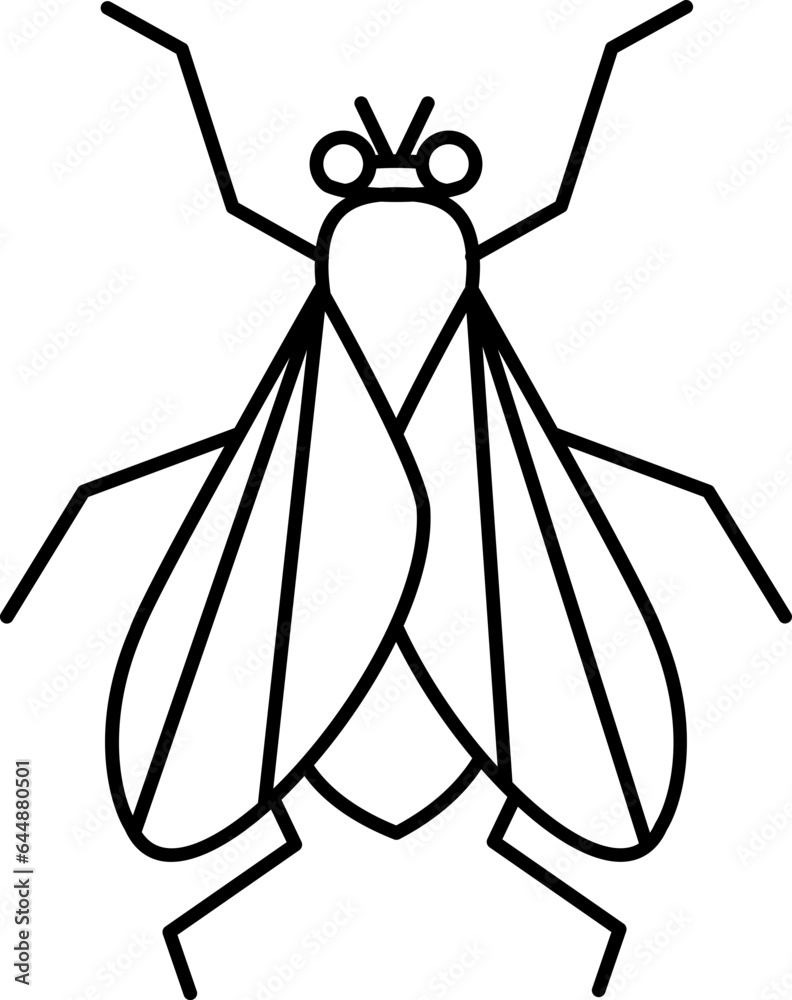 Isolated Housefly Icon In Thin Line Art. Isolated Housefly Icon In Thin Line Art.
