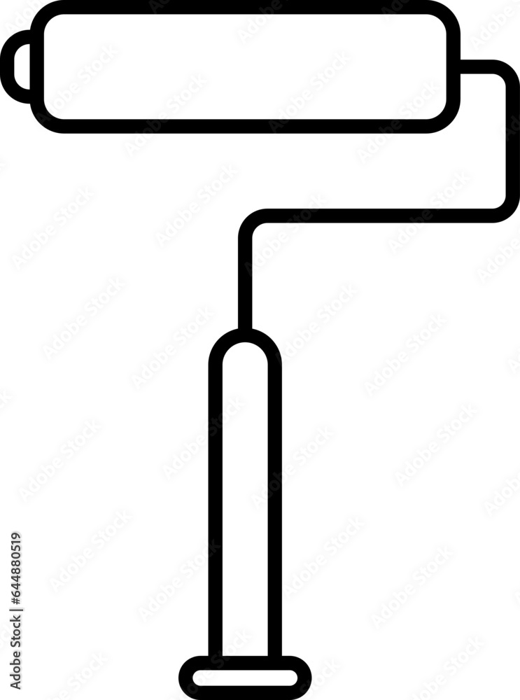 Paint Roller Icon In Black Outline. Paint Roller Icon In Black Outline.