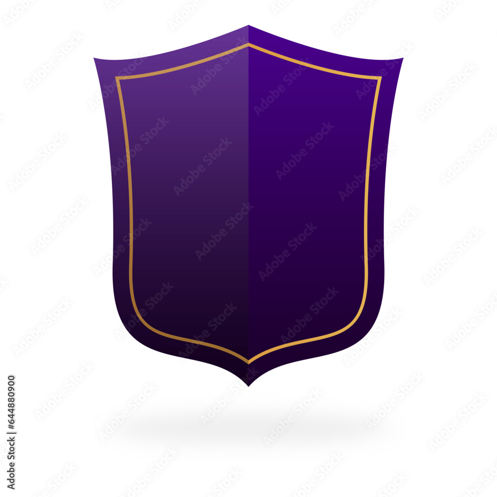 Purple Blank Shield Label, Frame Element On White Background. Purple Blank Shield Label, Frame Element On White Background.