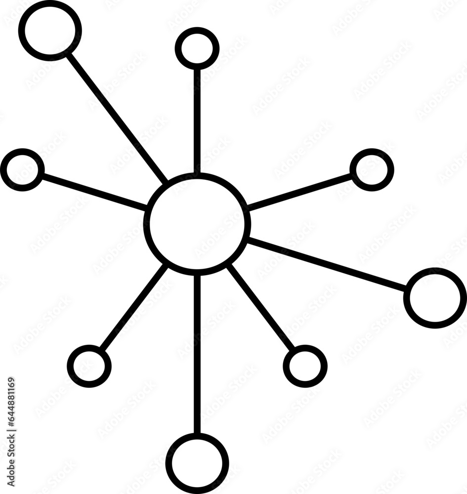 Black Linear Style Molecule Icon Or Symbol.