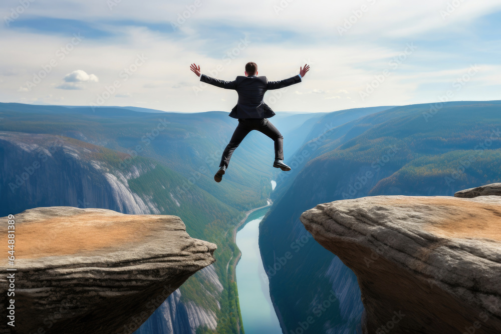 Risking It for Reward: Businessman's Leap