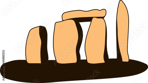 Flat Style Stonehenge Icon In Orange And Brown Color.