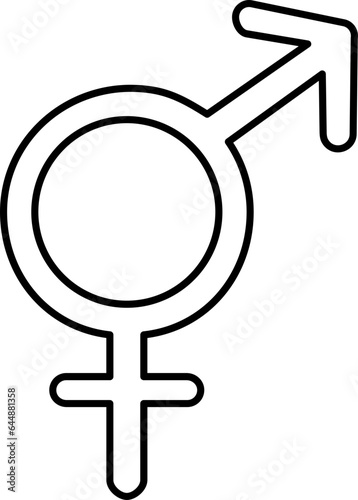 Flat Style Heterosexual Black Thin Line Icon.