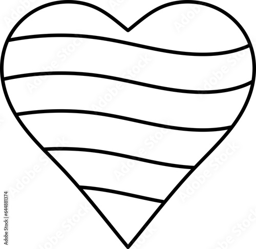 Wavy Stripes Heart Shape Icon In Linear Style.