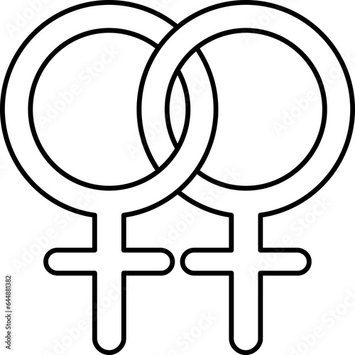 Two Female Gender Icon In Linear Style.