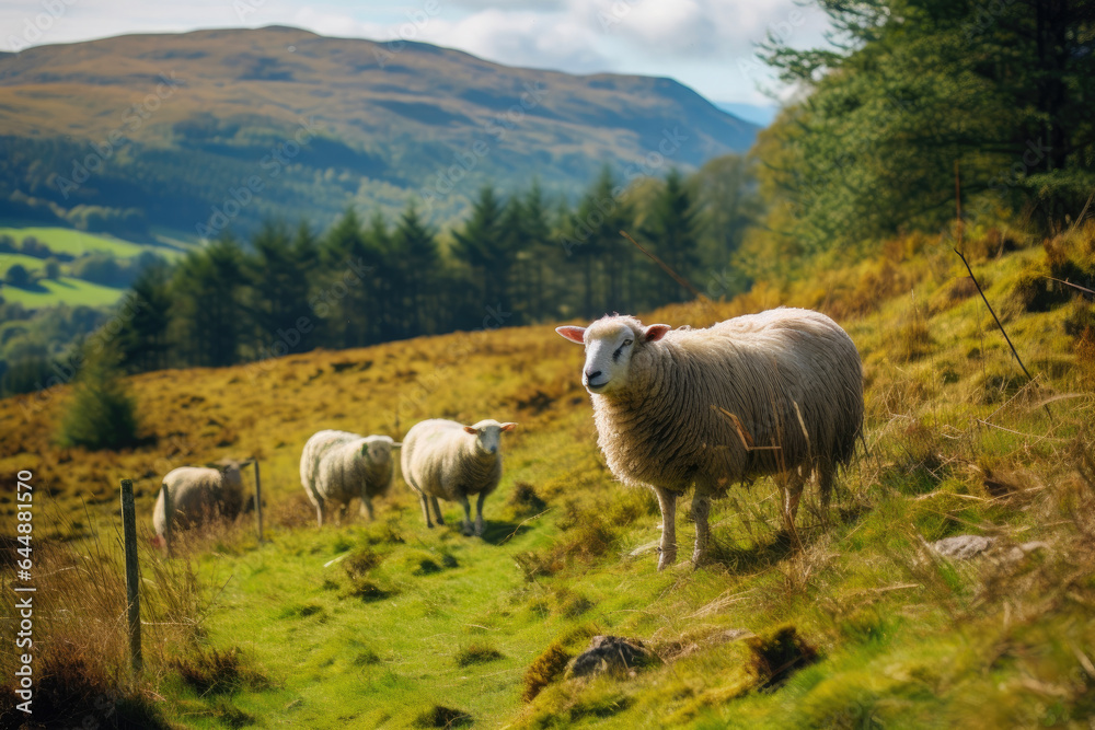 Tranquil Pastoral Scene: Grazing Sheep