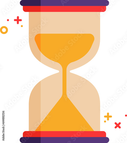 Colorful Sand Clock Icon In Flat Style.