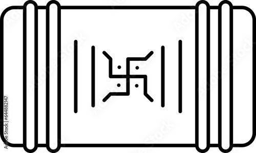 Swastika Symbol Vedas Icon In Black Stroke.