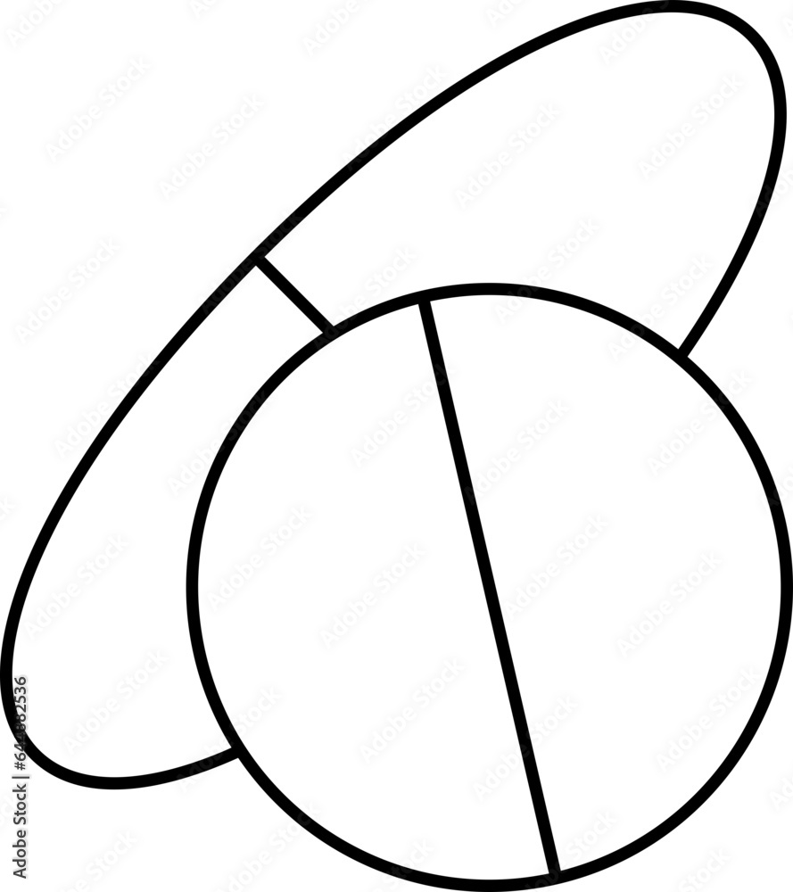 Capsule With Tablet Icon In Black Linear Style. Capsule With Tablet Icon In Black Linear Style.