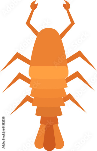 Isolated Orange Shrimp Icon In Flat Style. photo