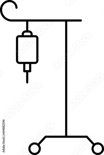 Iv Bag Stand Icon In Black Line Art.