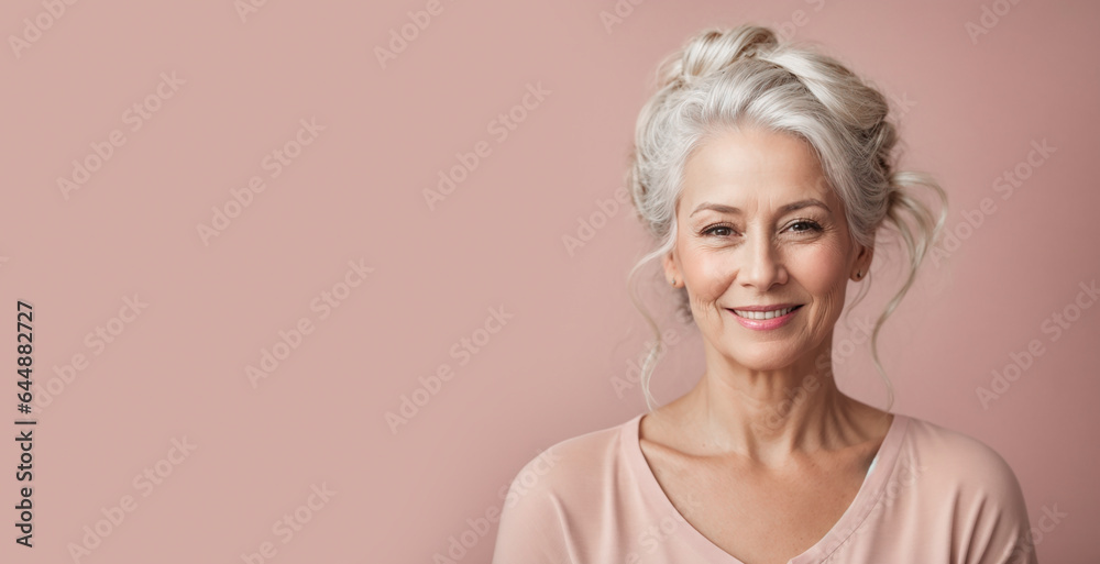 Beautiful elderly lady, gray hair