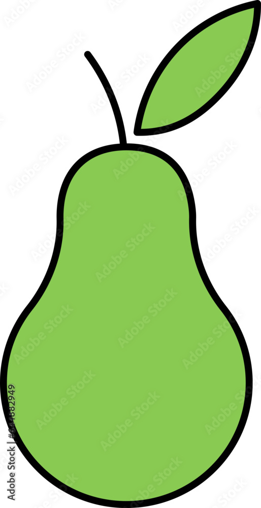 Isolated Green Pear Fruit Icon In Flat Style. Isolated Green Pear Fruit Icon In Flat Style.