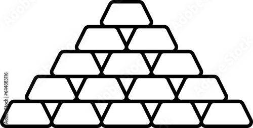 Gold Ingot Pyramid Black Outline Icon.