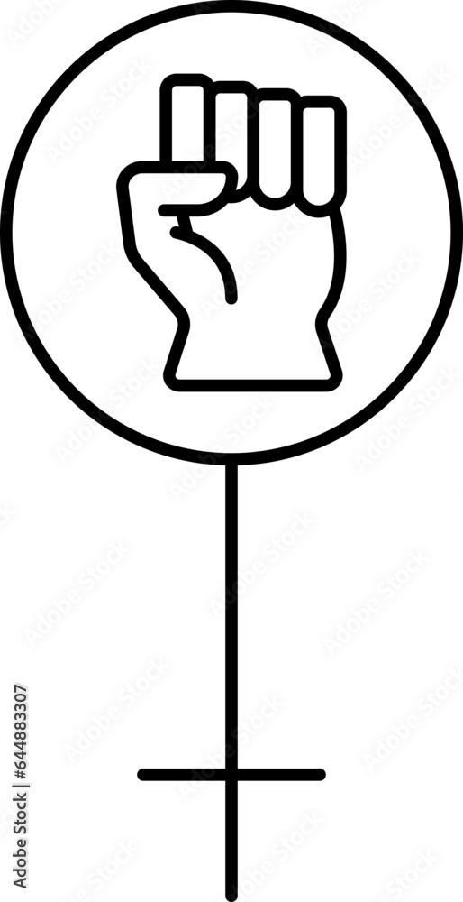 Fist Symbol Female Gender Icon In Black Outline. Fist Symbol Female Gender Icon In Black Outline.