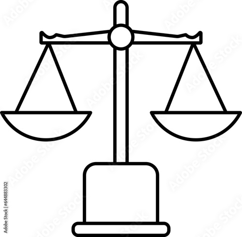 Black Outline Illustration Of Balance Scale Icon.