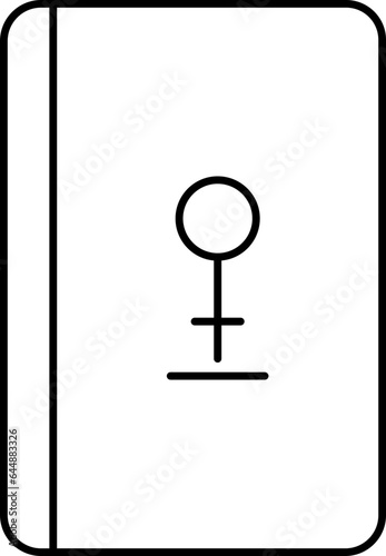 Female Gender Book Black Thin Line Art Icon.