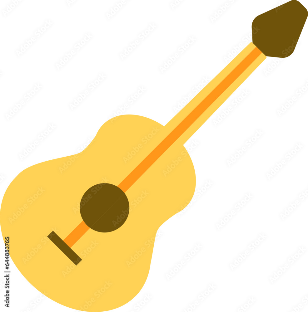 Isolated Guitar Flat Icon In Yellow And Brown Color. Isolated Guitar Flat Icon In Yellow And Brown Color.