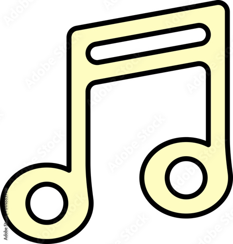 Yellow Music Quaver Icon Or Symbol.