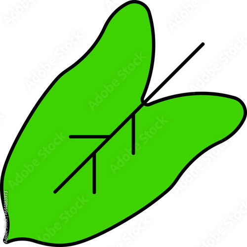 Flat Style Heart Shape Leaf Green Icon.